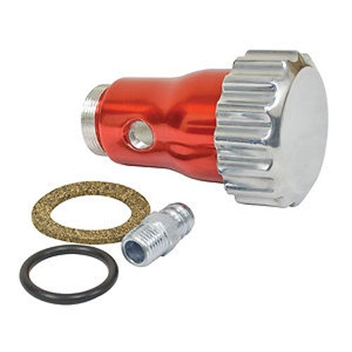 Oil filler powder-coated Red aluminum w/ Billet screw on cap - vented