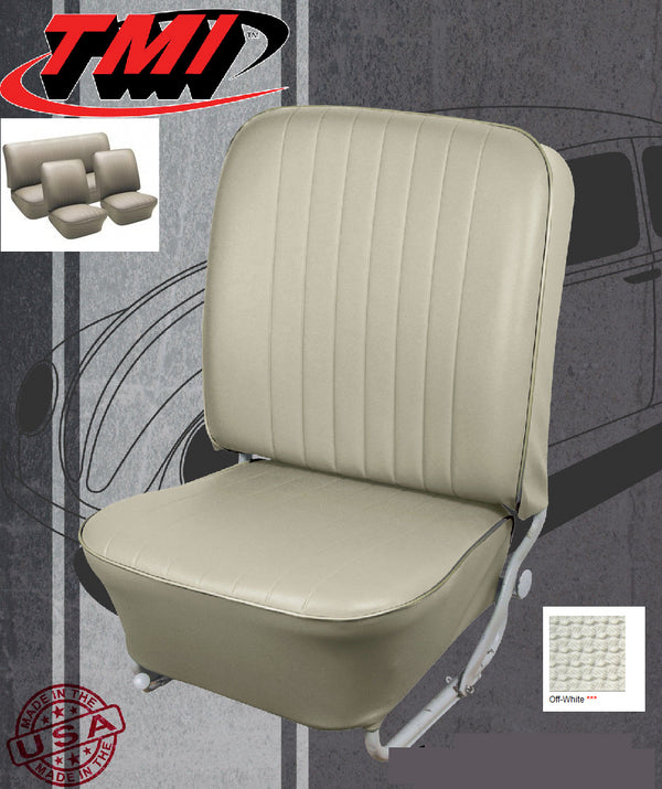 TMI VW Seat Upholstery, 1958-66 Bug, Front & Rear, Basketweave Vinyl Off White