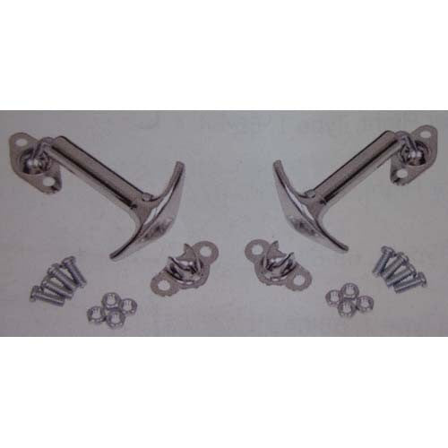 Latch set for hood or deck lid - baja style chrome metal pair