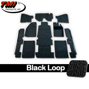 TMI Carpet Kit 10pc Bug 68-78 RHD W/Footrest Premium Black Loop W/binding