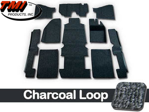 TMI Carpet Kit 10pc Bug 68-78 RHD with Binding W/Footrest Charcoal Premium loop
