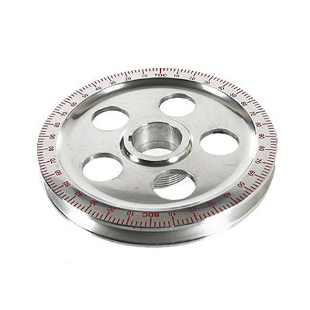 Polished Aluminum Degree Pulley , RED NUMBERS