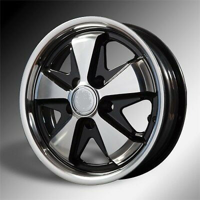911 Porsche Fuchs style alloys Gloss BLACK W/Polished SILVER 5x130