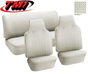 TMI VW Seat Upholstery, 1971-72 Bug, Front & rear, Basketweave Vinyl off white