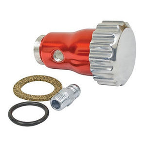 Oil filler powder-coated Red aluminum w/ Billet screw on cap - vented