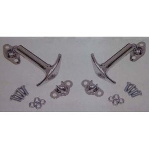 Latch set for hood or deck lid - baja style chrome metal pair