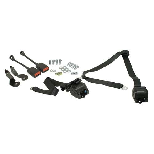 Seat belt 3 point black lap/chest retractable PAIR bug 68-79 or bus